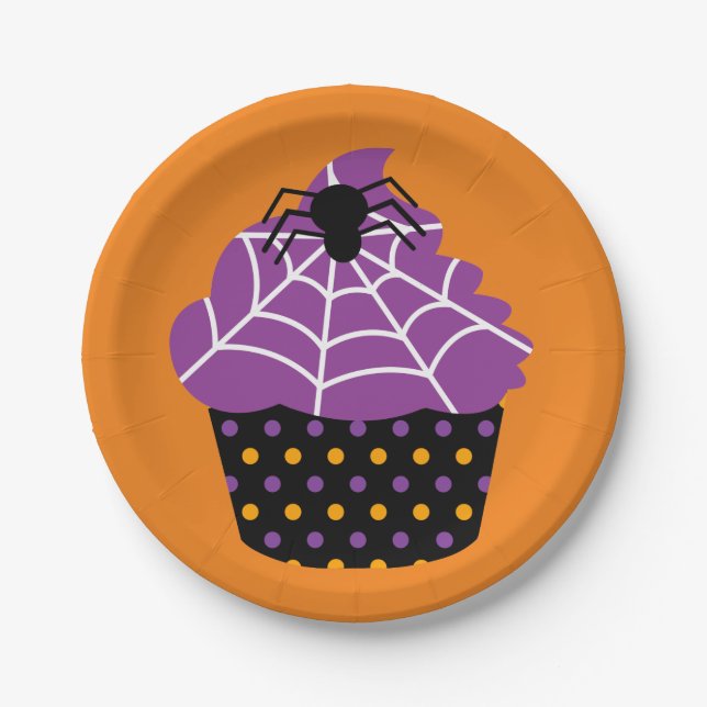 Plato De Papel Halloween de araña (Anverso)