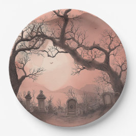 Plato De Papel Halloween de bosque espeluznante