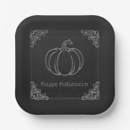 Plato De Papel Halloween de calabaza de plata