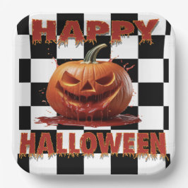 Plato De Papel Halloween de calabaza sangrienta