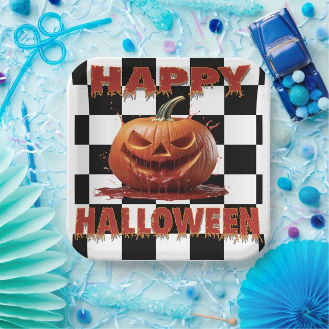 Plato De Papel Halloween de calabaza sangrienta (Fiesta)
