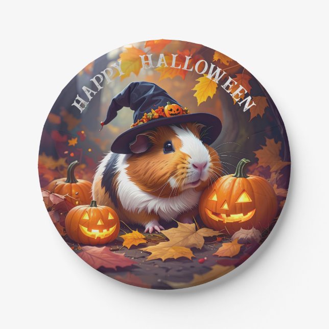 Plato De Papel Halloween de Cerdo de Guinea (Anverso)