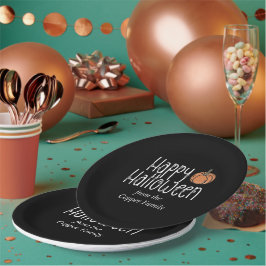 Plato De Papel Halloween de cráneo festivo personalizado