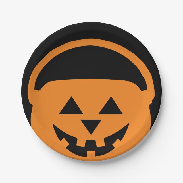 Plato De Papel Halloween de diseño, farol negro (Anverso)
