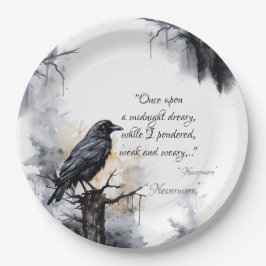 Plato De Papel Halloween de espeluznante Black Raven