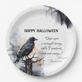 Plato De Papel Halloween de espeluznante Black Raven