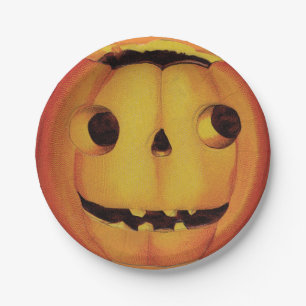 Plato De Papel Halloween de estilo antiguo, calabaza (jack-o'-lan