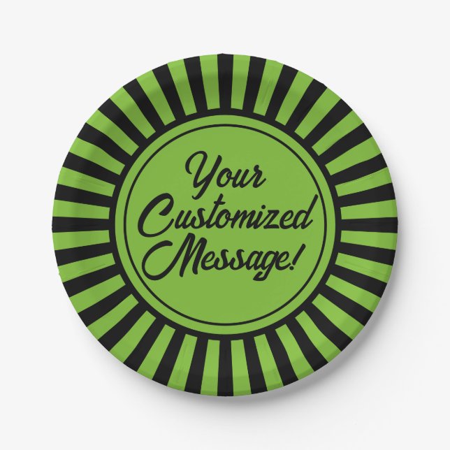 Plato De Papel Halloween de franja negra verde (Anverso)