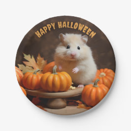 Plato De Papel Halloween de Hamster Entre las calabazas