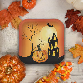 Plato De Papel Halloween de Jack O' Lantern