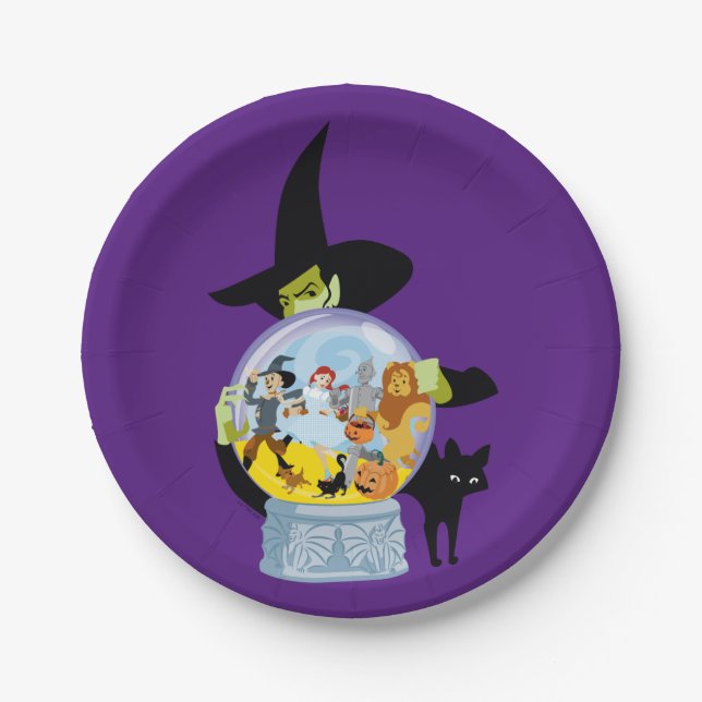 Plato De Papel Halloween de la bruja malvada Crystal Ball (Anverso)