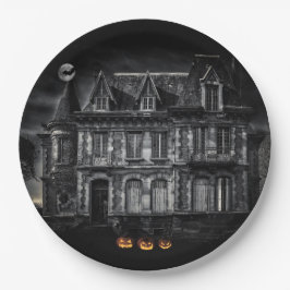 Plato De Papel Halloween de la casa de Haunted