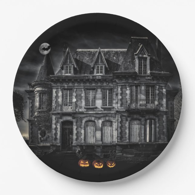 Plato De Papel Halloween de la casa de Haunted (Anverso)