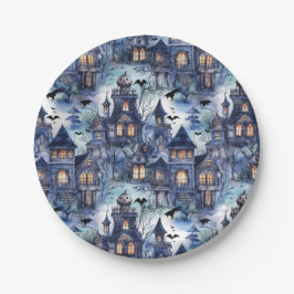 Plato De Papel Halloween de la casa de Haunted