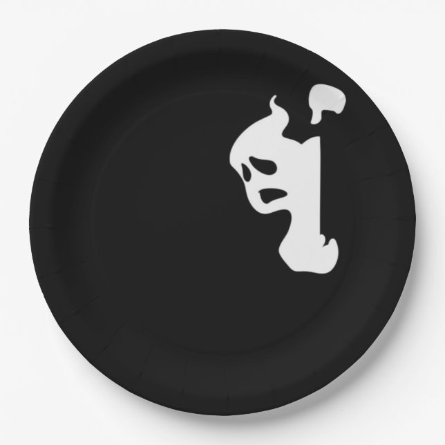 Plato De Papel Halloween de la Eslora Esencial Peekaboo (Anverso)
