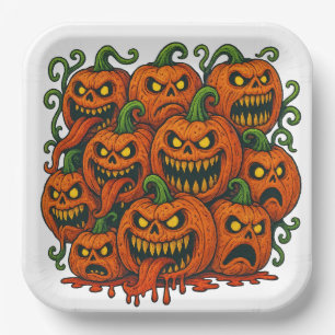 Plato De Papel Halloween de la Horda de la Calabaza