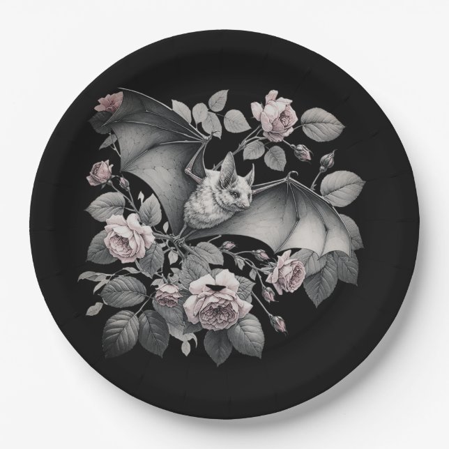 Plato De Papel Halloween de los Bates Voladores (Anverso)