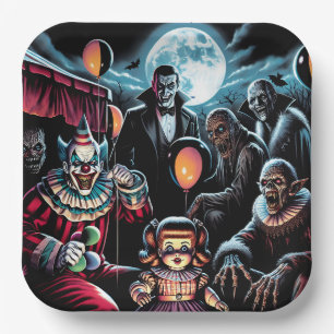 Plato De Papel Halloween de muñecas zombi, payn, vamp y haunted