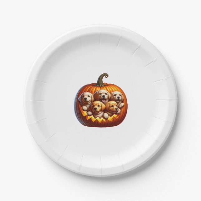 Plato De Papel Halloween de perros (Anverso)