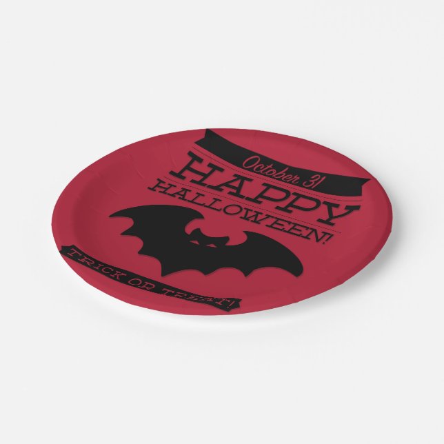 Plato De Papel Halloween de retro tipográfico (Angular)