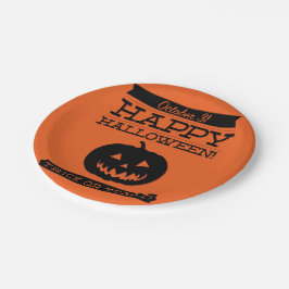Plato De Papel Halloween de retro tipográfico