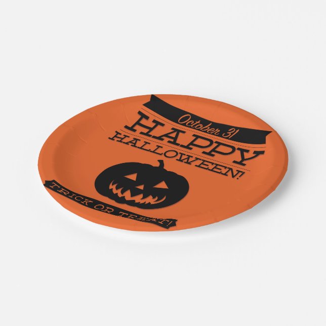 Plato De Papel Halloween de retro tipográfico (Angular)
