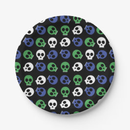Plato De Papel Halloween de Skulls fantasmas