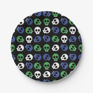 Plato De Papel Halloween de Skulls fantasmas