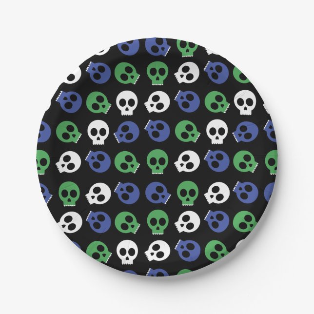 Plato De Papel Halloween de Skulls fantasmas (Anverso)