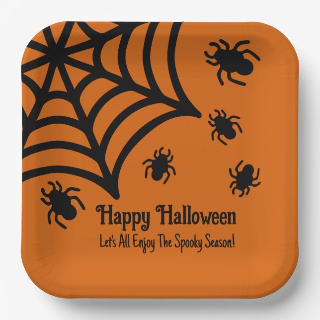 Plato De Papel Halloween de Spiderweb personalizado (Anverso)