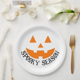 Plato De Papel Halloween de Temporada y Calabaza