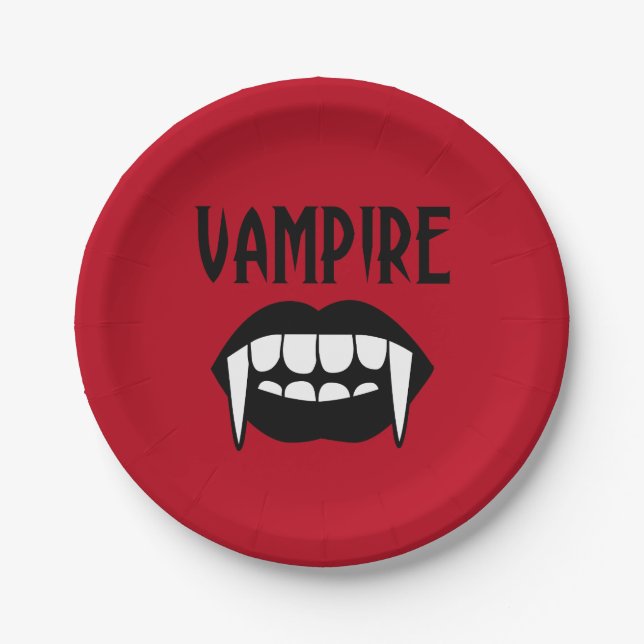 Plato De Papel Halloween de vampiros rojos fantasmales (Anverso)