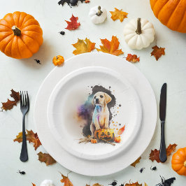 Plato De Papel Halloween de Watercolor Puppy
