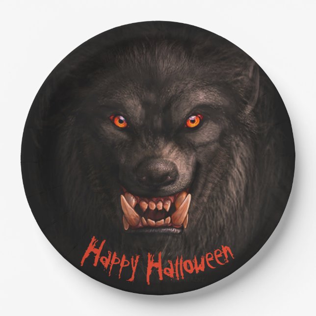 Plato De Papel Halloween de Werewolf (Lycanthropy) (Anverso)