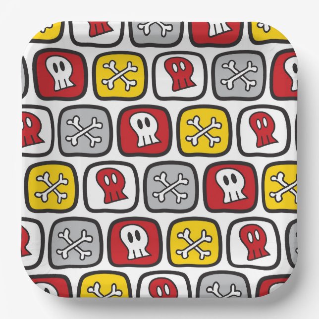 Plato De Papel Halloween del pirata personalizado / Skeleton Skul (Anverso)