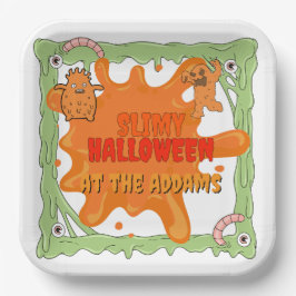 Plato De Papel Halloween delgado con placa de papel de amigos