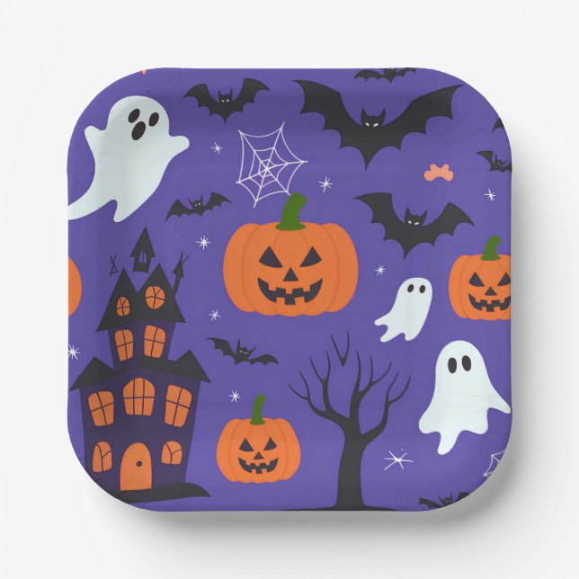 Plato De Papel Halloween divertida (Anverso)
