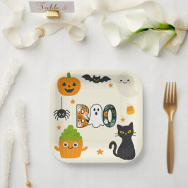 Plato De Papel Halloween editable - Bash de pequeños monstruos -