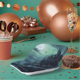 Plato De Papel Halloween en el castillo de las brujas