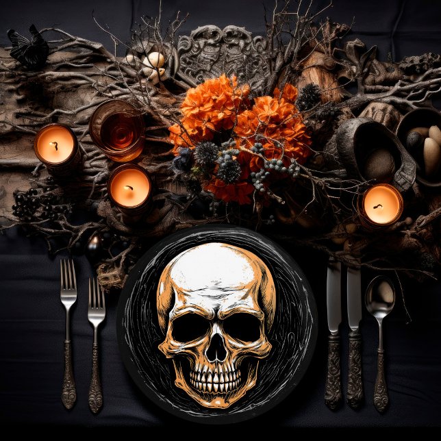 Plato De Papel Halloween en el Ilustracion de Skullington (Subido por el creador)