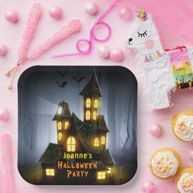 Plato De Papel Halloween Es La Casa Y El Fantasma (Fiesta)