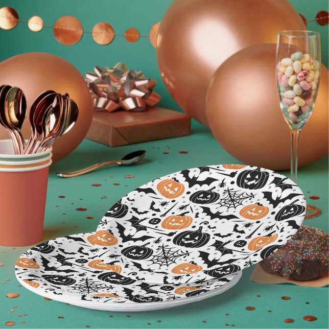 Plato De Papel Halloween espeluznante (Multi)