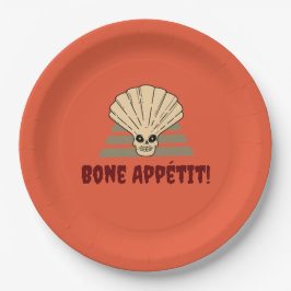 Plato De Papel ¡Halloween espeluznante Bone Appétit! naranja esqu