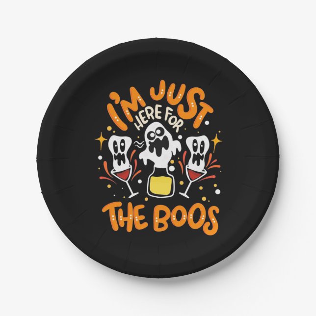 Plato De Papel Halloween Estoy Aquí Para Los Boos (Anverso)