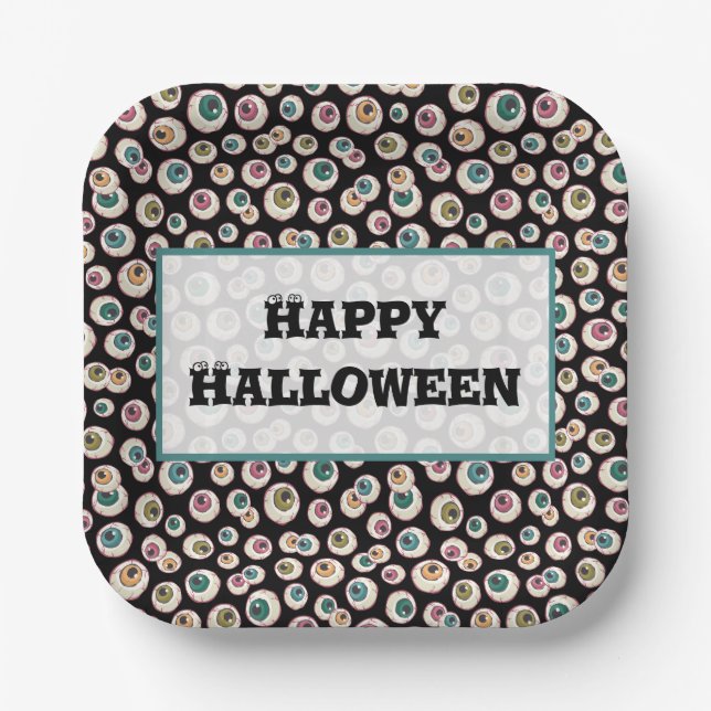 Plato De Papel Halloween Eyeballs (Anverso)