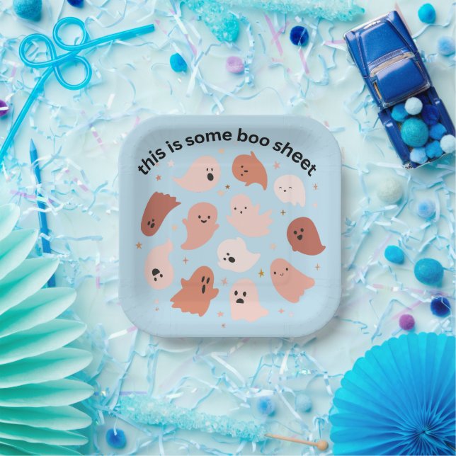 Plato De Papel Halloween fantasma Blue Little (Fiesta)