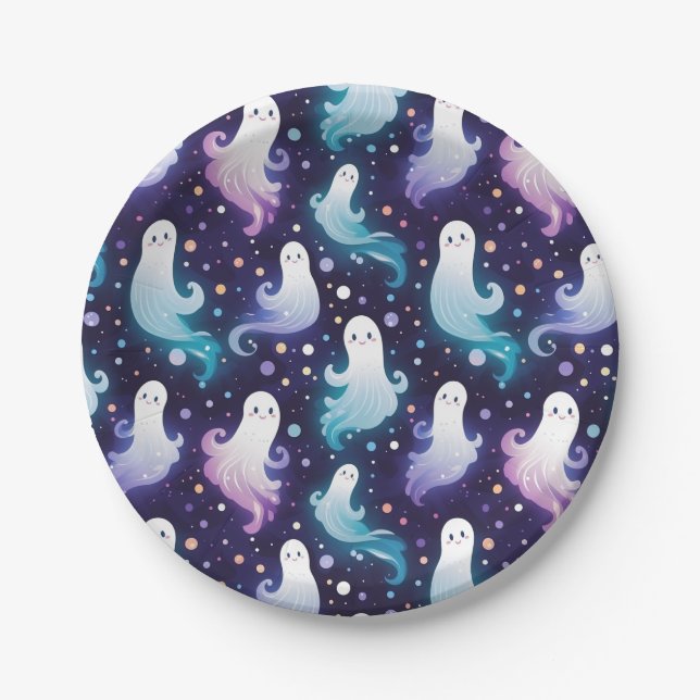 Plato De Papel ¡Halloween Fantasma Pequeño Boo! (Anverso)