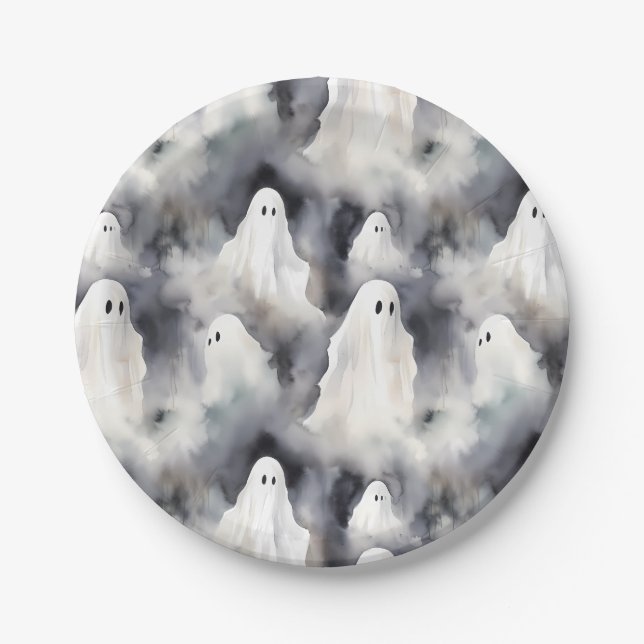 Plato De Papel Halloween fantasmal (Anverso)