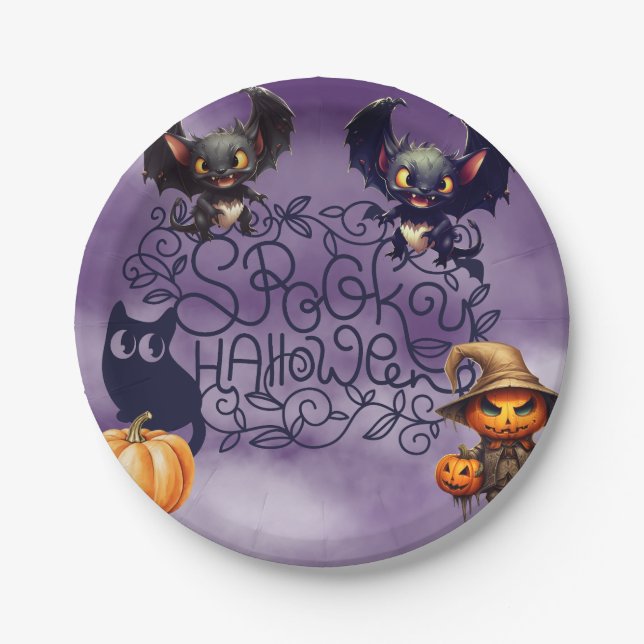 Plato De Papel Halloween fantasmal (Anverso)
