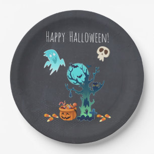 Plato De Papel Halloween Fantasmas espeluznantes Fantasmas Bats S